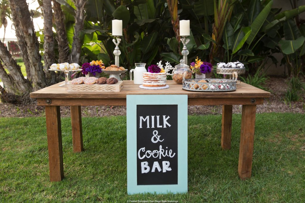 milk and cookie bar at wedding