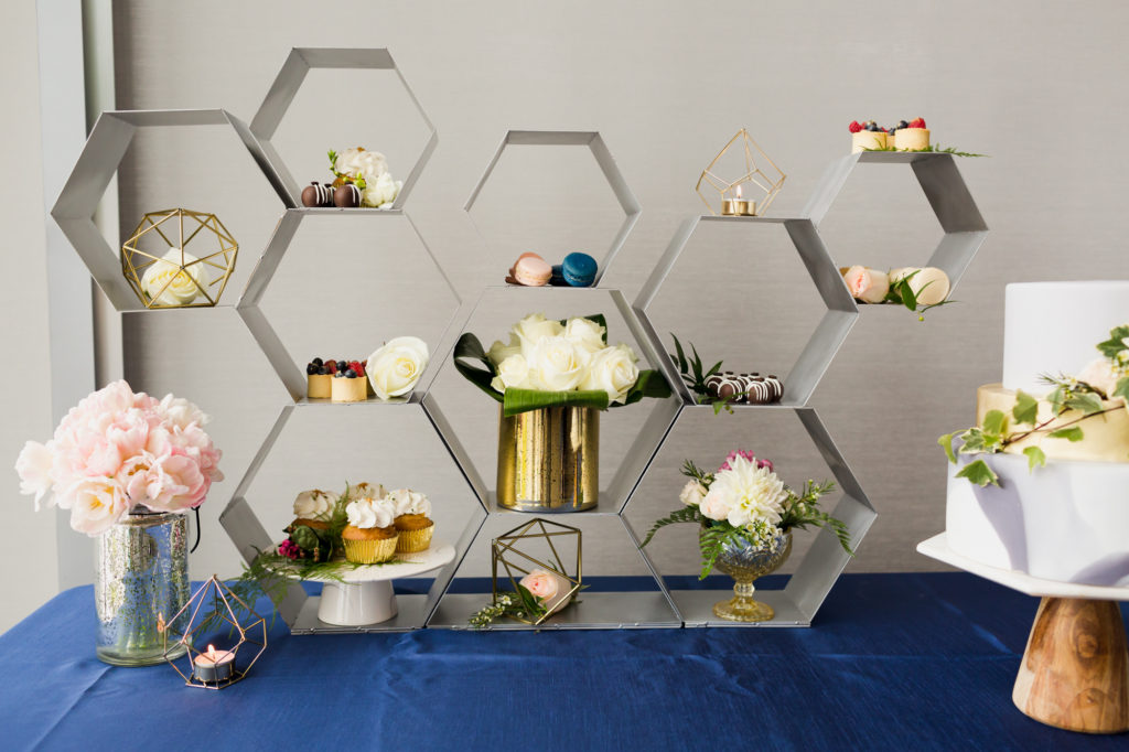honey comb dessert stand, geometric dessert stand, geometric wedding decor 