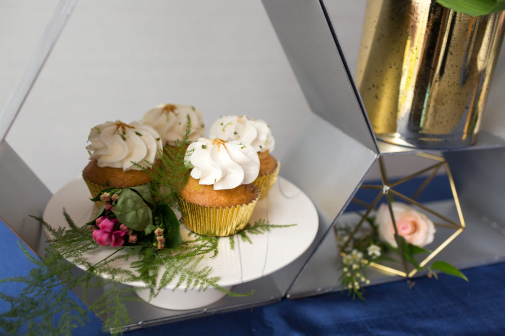 honey comb dessert stand, geometric dessert stand, geometric wedding decor, mini cupcakes, wedding dessert table