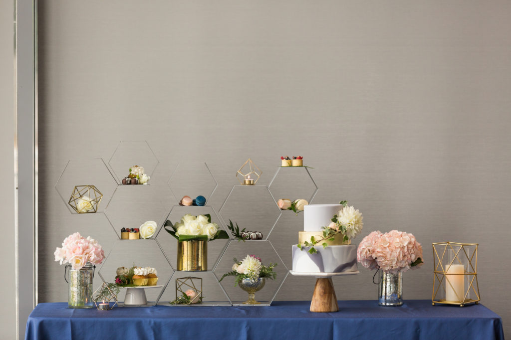 honey comb dessert stand, geometric dessert stand, geometric wedding decor, wedding dessert table, wedding cake, geometric wedding decor