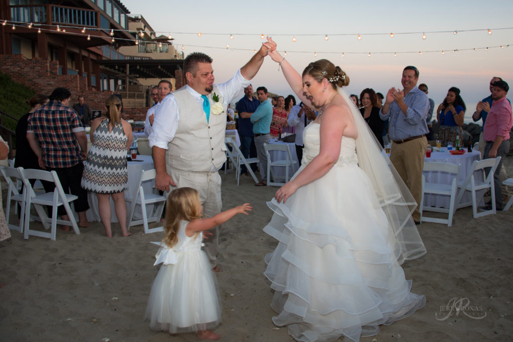 bride and groom first dance, beach wedding